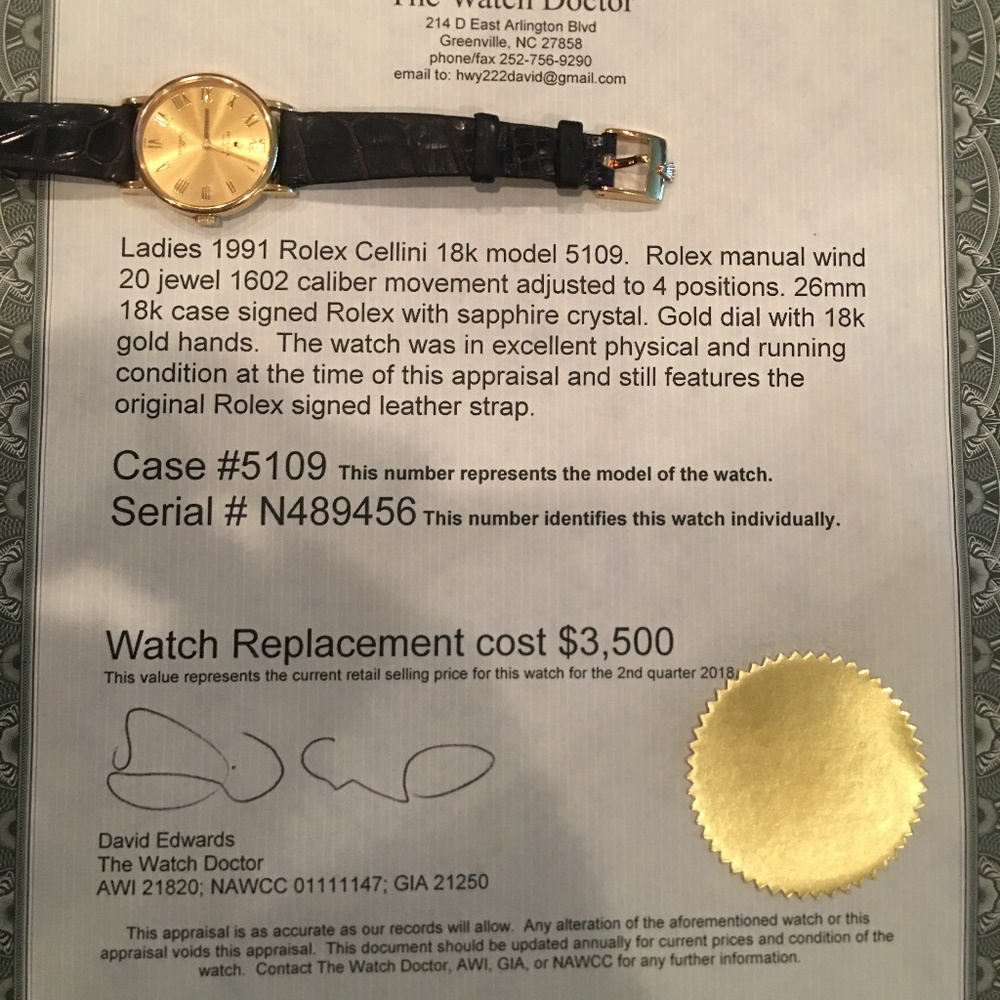 Rolex Cellini 18k Model 5109